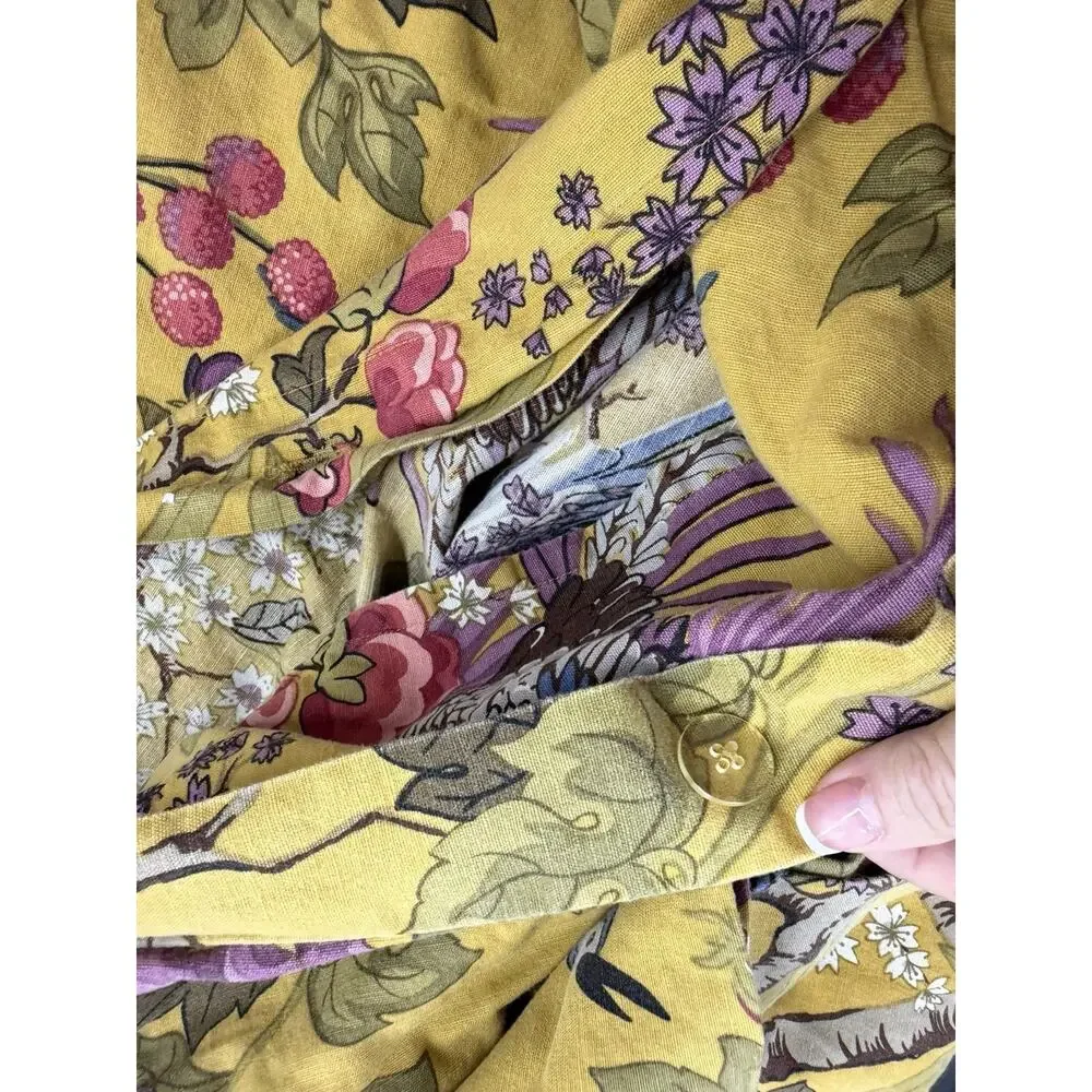 Pottery Barn Brynn King Duvet plus 3 Euro Shams Floral Birds Cotton Linen 4pc